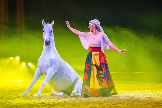 Femme avec un cheval blanc 